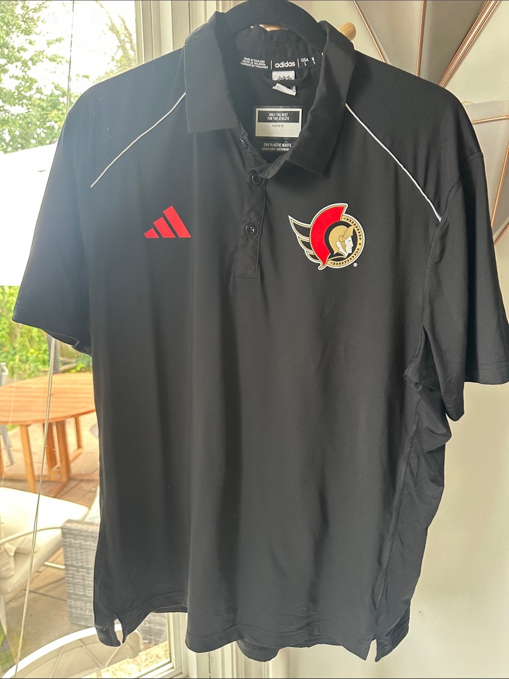 adidas NHL Ottawa Senators Hockey Black Polo Athletic Golf Shirt Aeroready Large